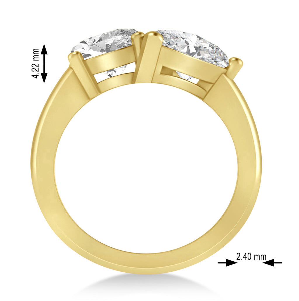 Pear/Oval Lab Grown Diamond Toi et Moi Ring 18k Yellow Gold (6.00ct)