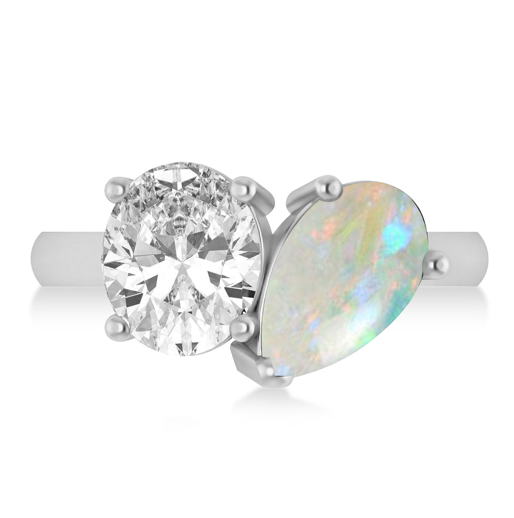 Pear/Oval Diamond & Opal Toi et Moi Ring Platinum (6.00ct)