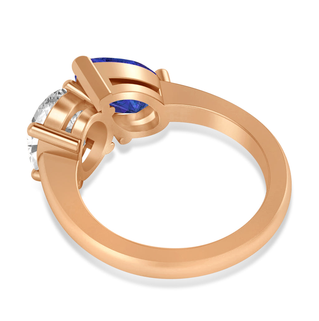 Pear/Oval Diamond & Tanzanite Toi et Moi Ring 14k Rose Gold (6.00ct)
