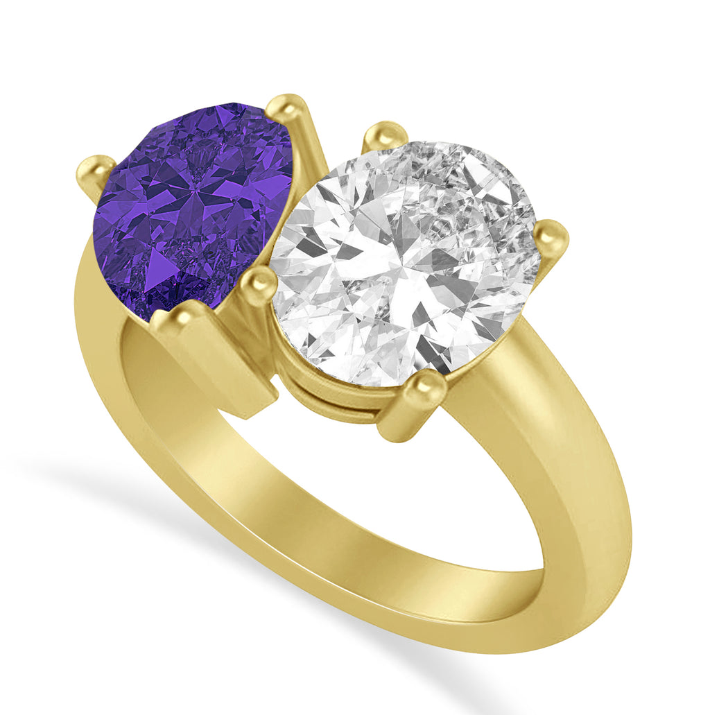 Pear/Oval Diamond & Tanzanite Toi et Moi Ring 14k Yellow Gold (6.00ct)