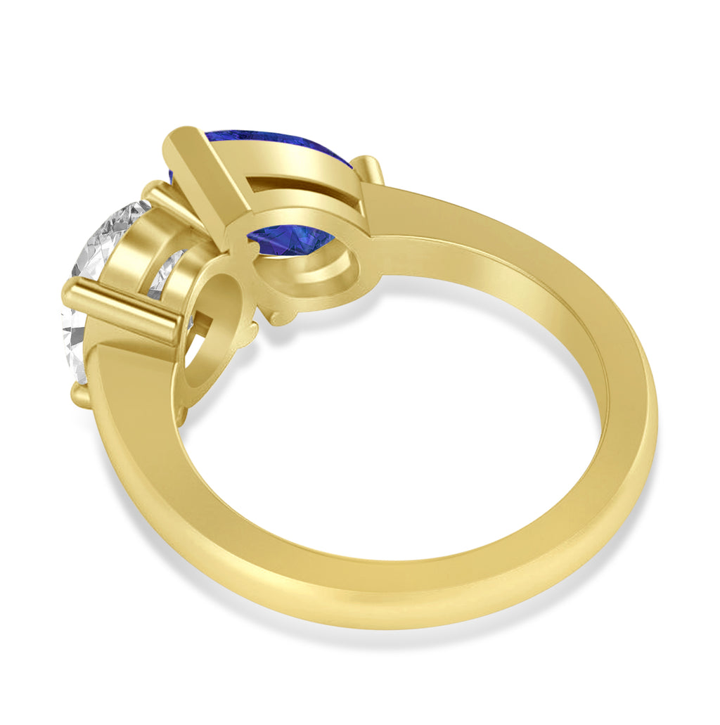 Pear/Oval Diamond & Tanzanite Toi et Moi Ring 14k Yellow Gold (6.00ct)