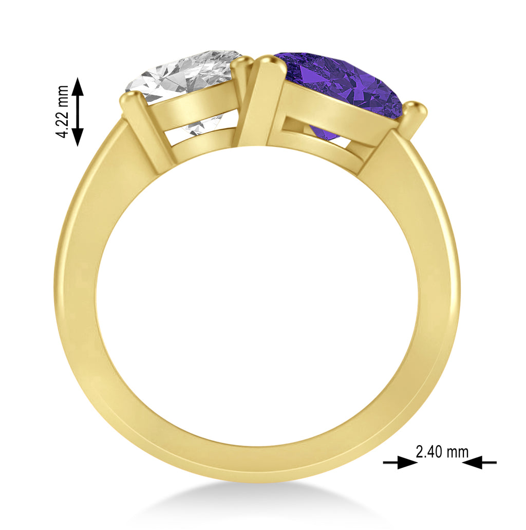 Pear/Oval Diamond & Tanzanite Toi et Moi Ring 14k Yellow Gold (6.00ct)