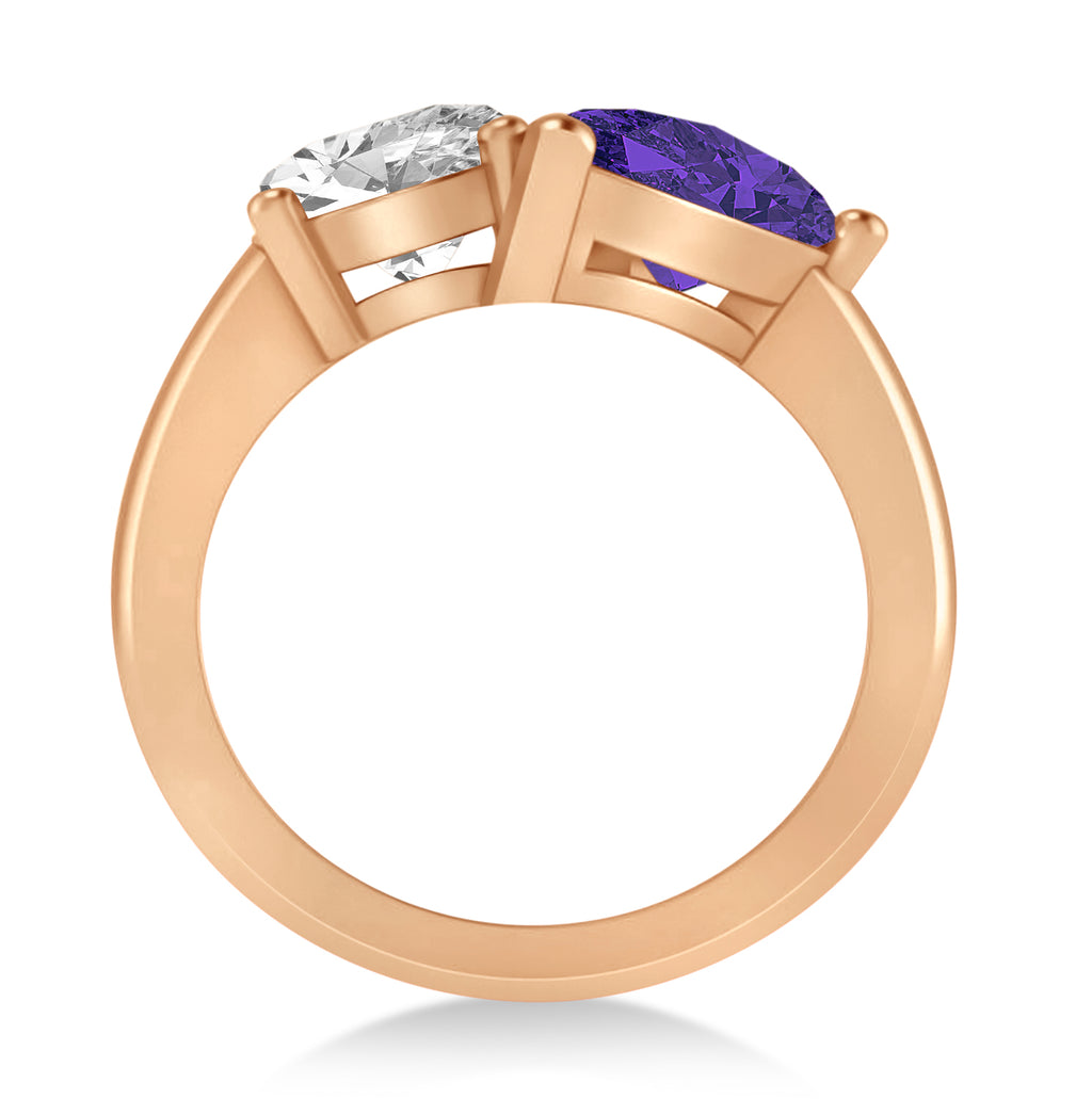Pear/Oval Diamond & Tanzanite Toi et Moi Ring 18k Rose Gold (6.00ct)
