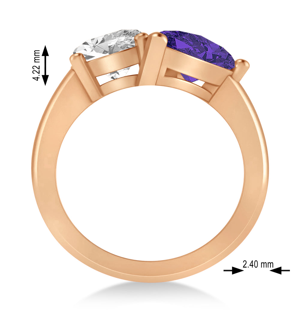 Pear/Oval Diamond & Tanzanite Toi et Moi Ring 18k Rose Gold (6.00ct)