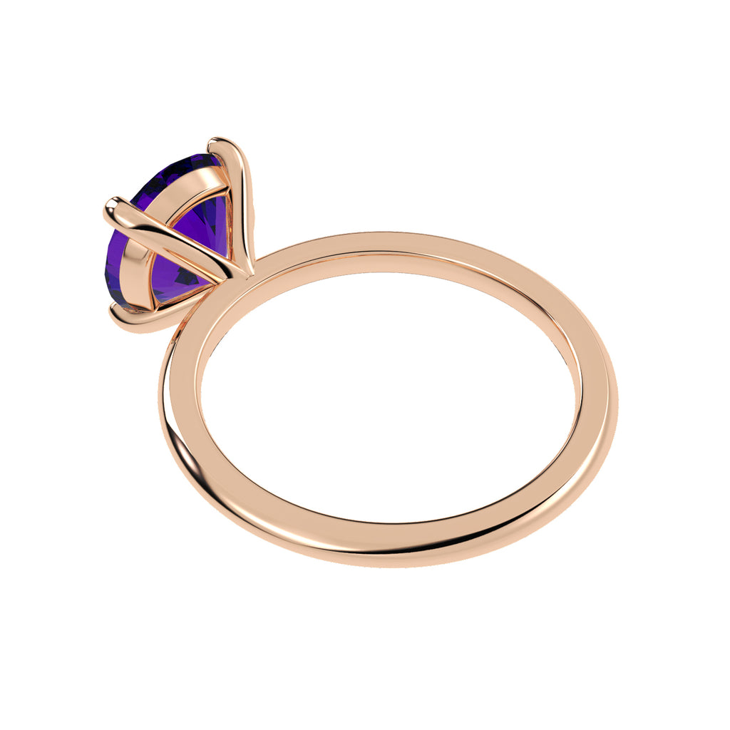 Amethyst Solitaire Engagement Ring 14K Rose Gold (2.75ct)