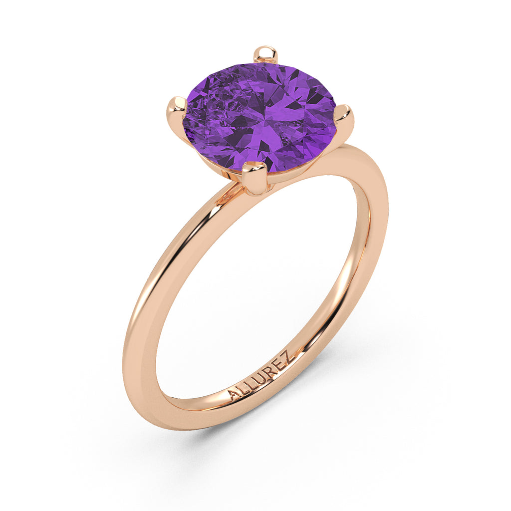 Amethyst Solitaire Engagement Ring 14K Rose Gold (2.75ct)