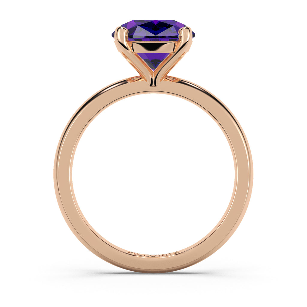 Amethyst Solitaire Engagement Ring 14K Rose Gold (2.75ct)