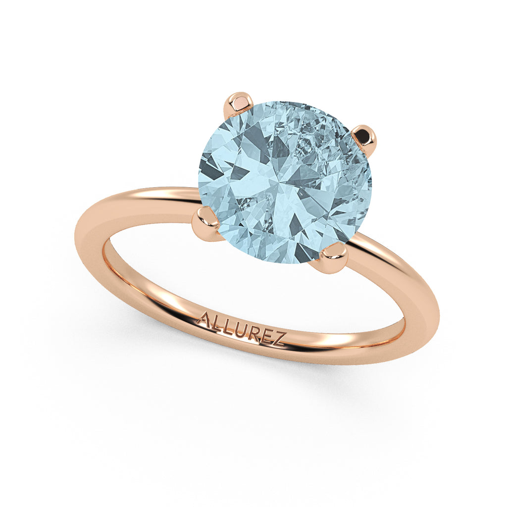 Aquamarine Solitaire Engagement Ring 14K Rose Gold (2.75ct)