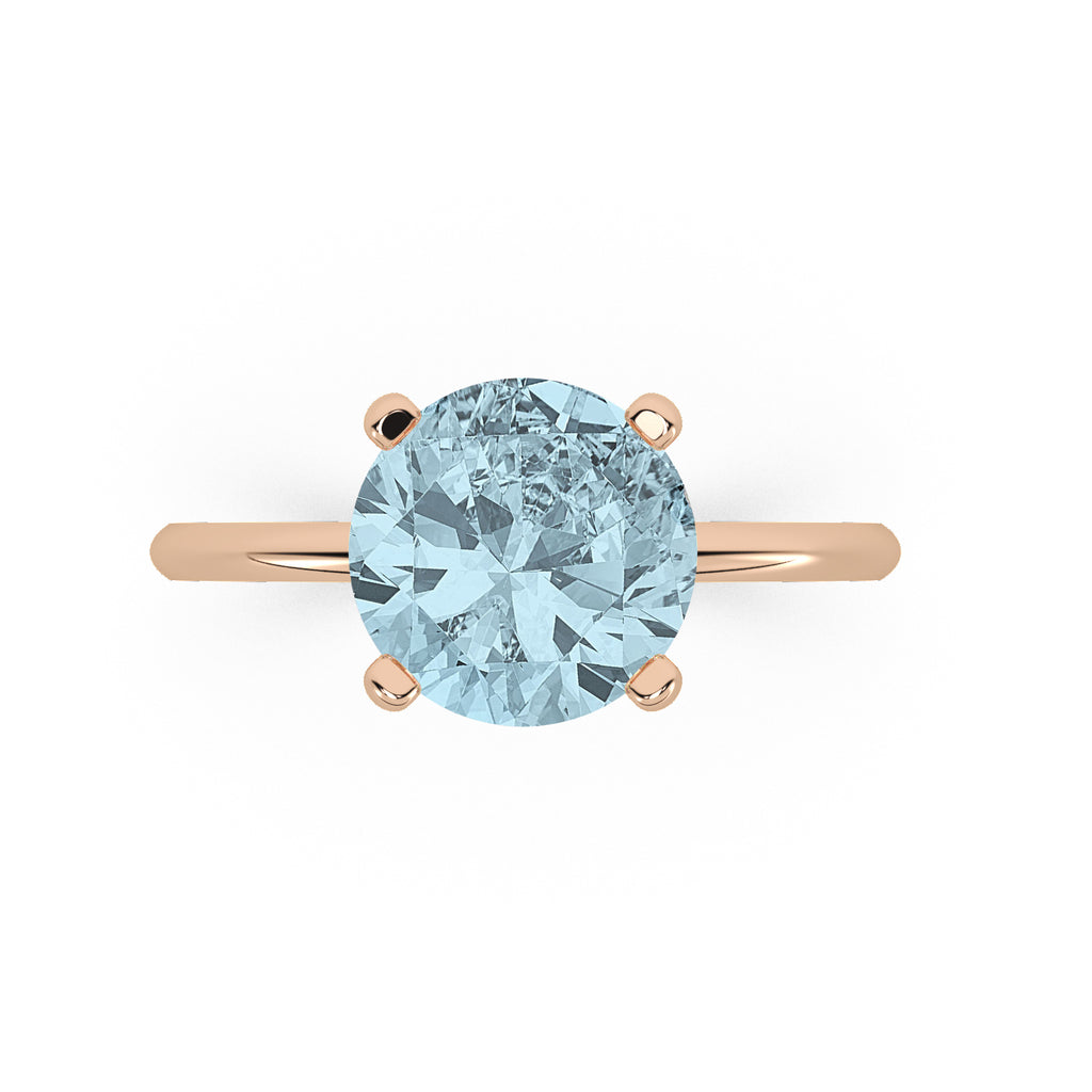 Aquamarine Solitaire Engagement Ring 14K Rose Gold (2.75ct)