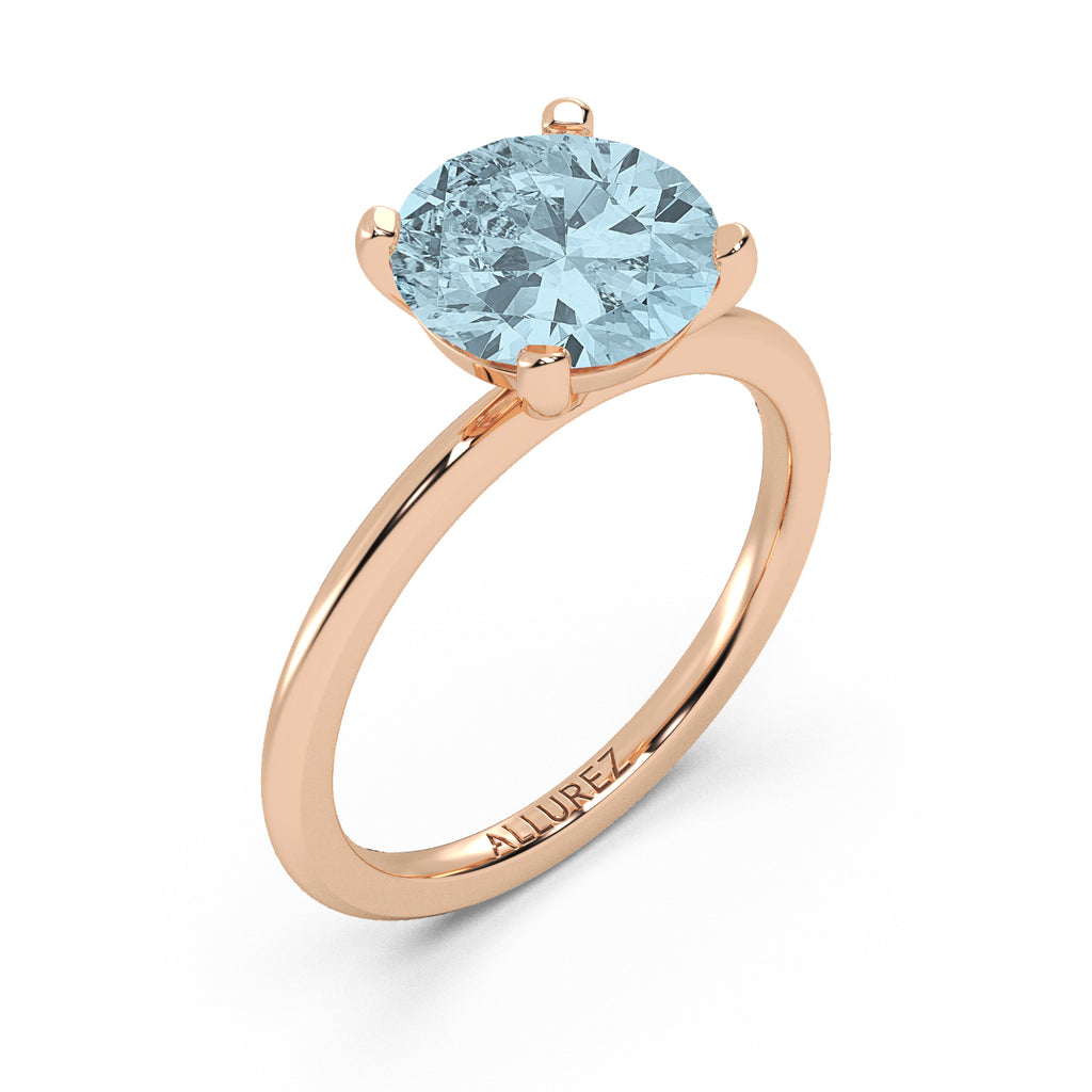 Aquamarine Solitaire Engagement Ring 14K Rose Gold (2.75ct)