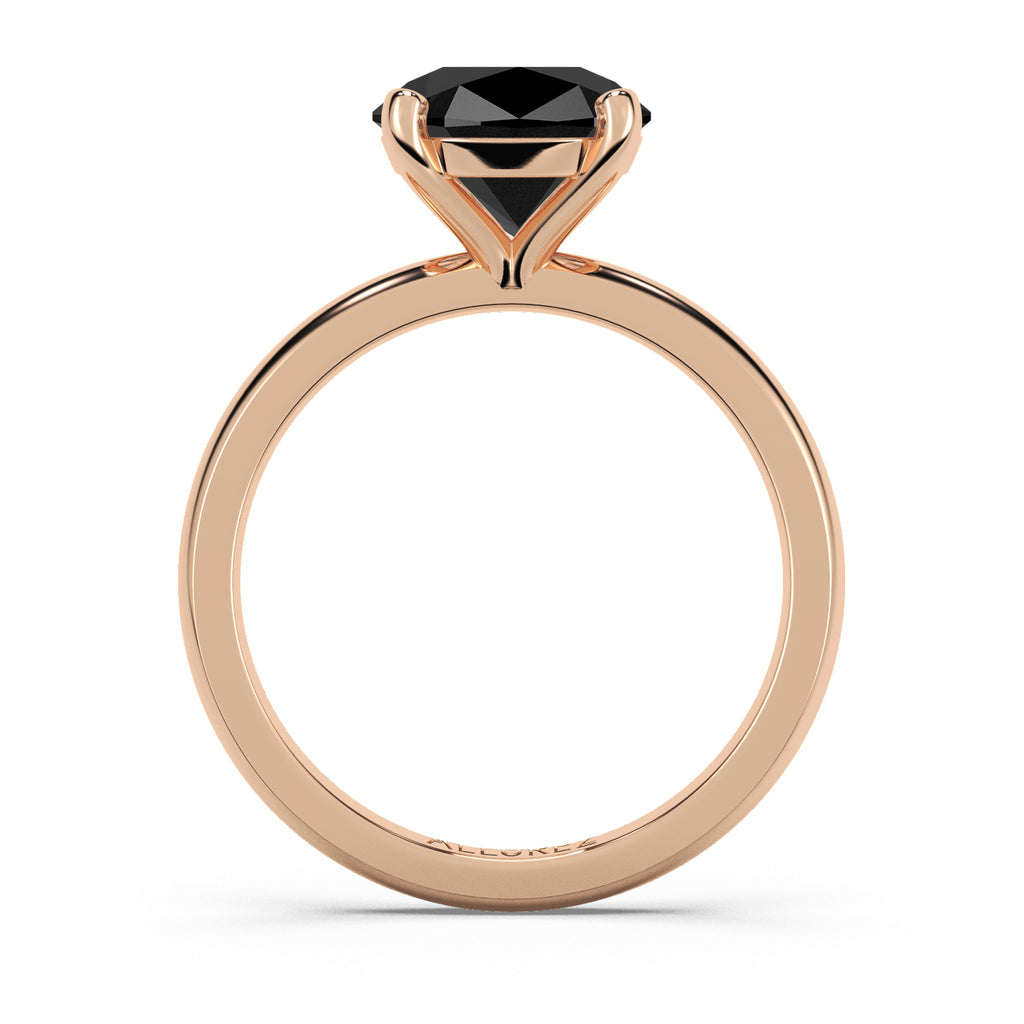 Black Diamond Solitaire Engagement Ring 14K Rose Gold (3.00ct)