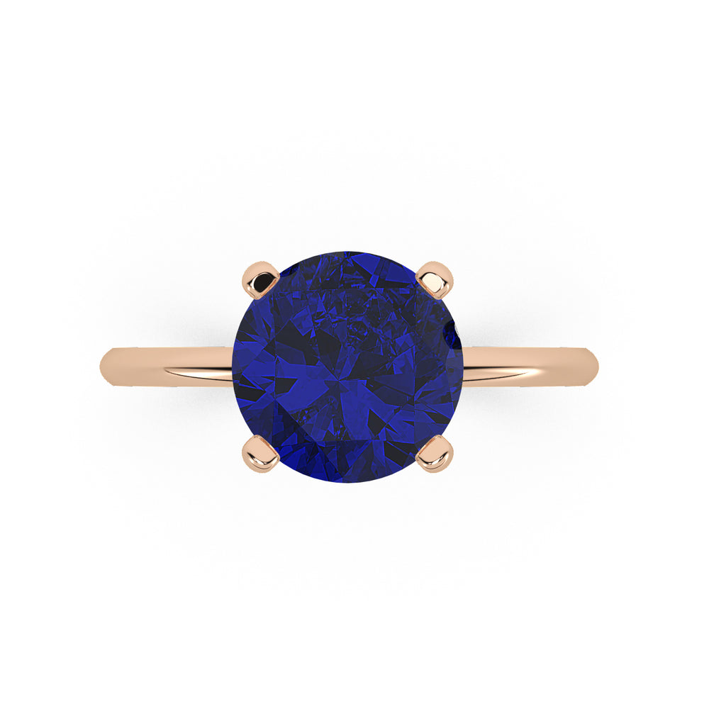 Lab Blue Sapphire Solitaire Engagement Ring 14K Rose Gold (3.50ct)