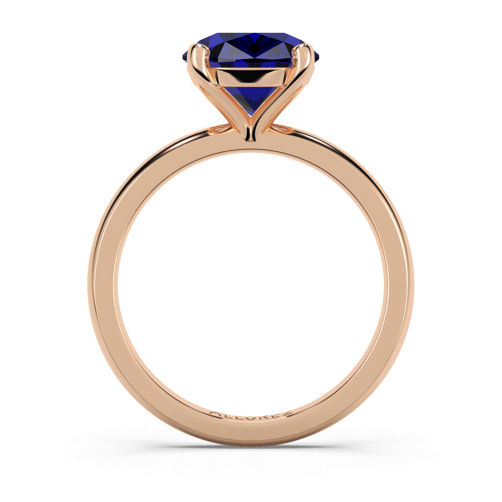 Lab Blue Sapphire Solitaire Engagement Ring 14K Rose Gold (3.50ct)