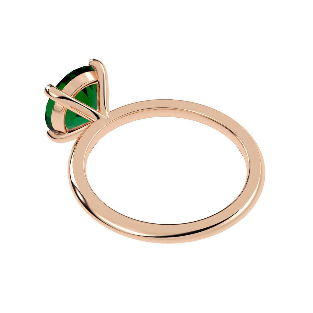 Lab Emerald Solitaire Engagement Ring 14K Rose Gold (3.00ct)