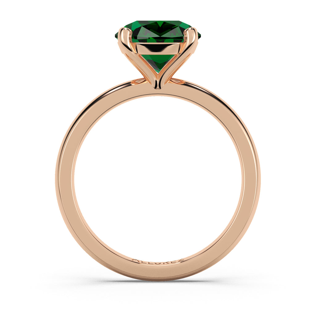 Lab Emerald Solitaire Engagement Ring 14K Rose Gold (3.00ct)