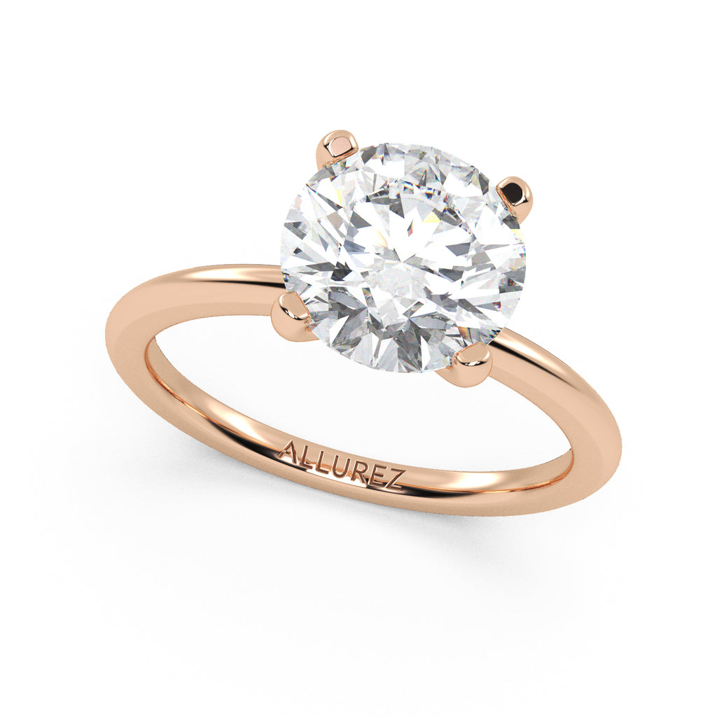 Lab Diamond Solitaire Engagement Ring 14K Rose Gold (3.00ct)