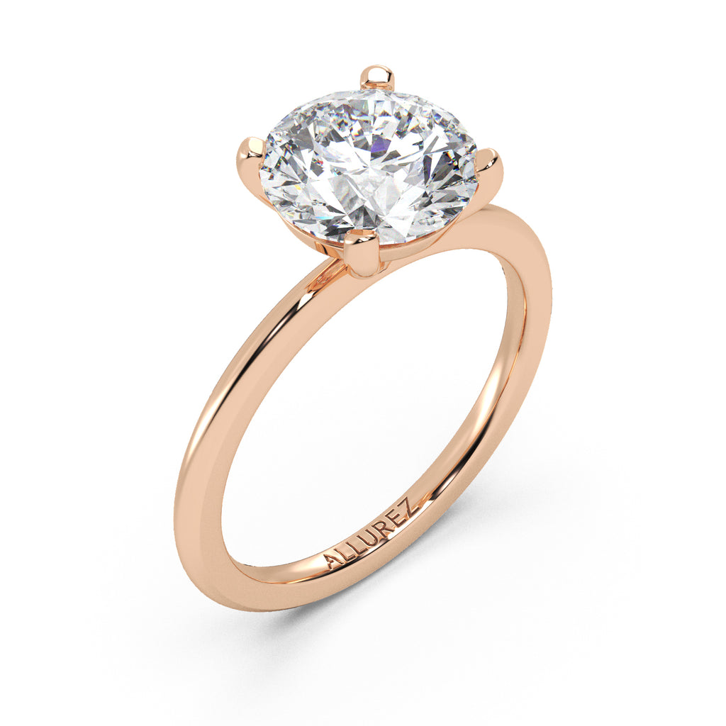 Lab Diamond Solitaire Engagement Ring 14K Rose Gold (3.00ct)