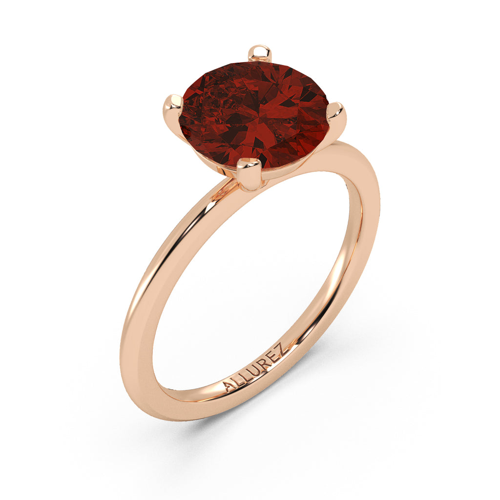 Lab Ruby Solitaire Engagement Ring 14K Rose Gold (3.50ct)