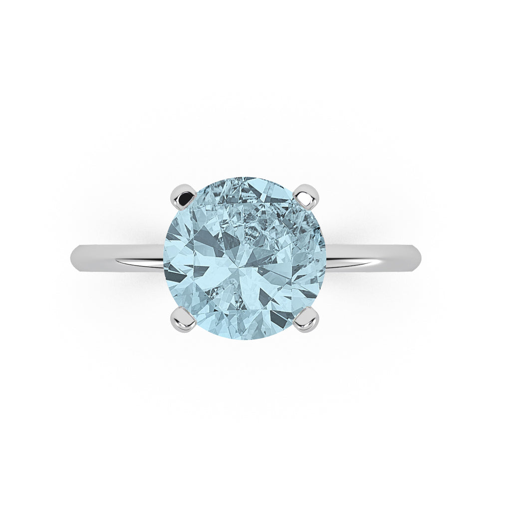 Aquamarine Solitaire Engagement Ring 14K White Gold (2.75ct)