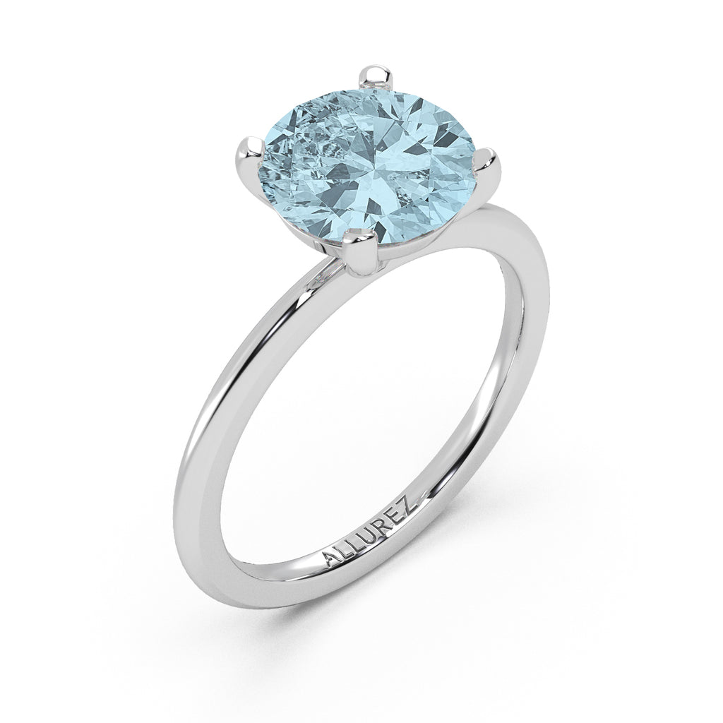Aquamarine Solitaire Engagement Ring 14K White Gold (2.75ct)