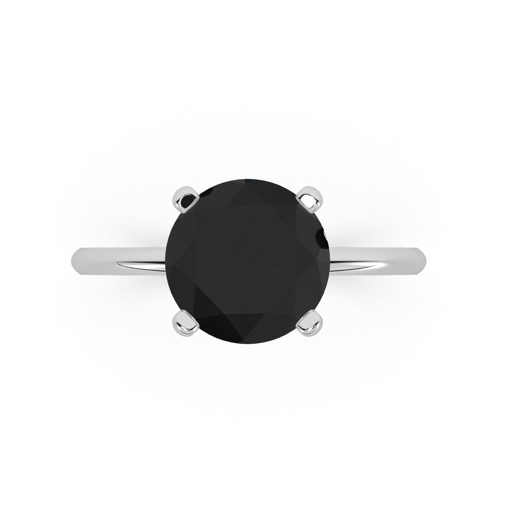 Black Diamond Solitaire Engagement Ring 14K White Gold (3.00ct)