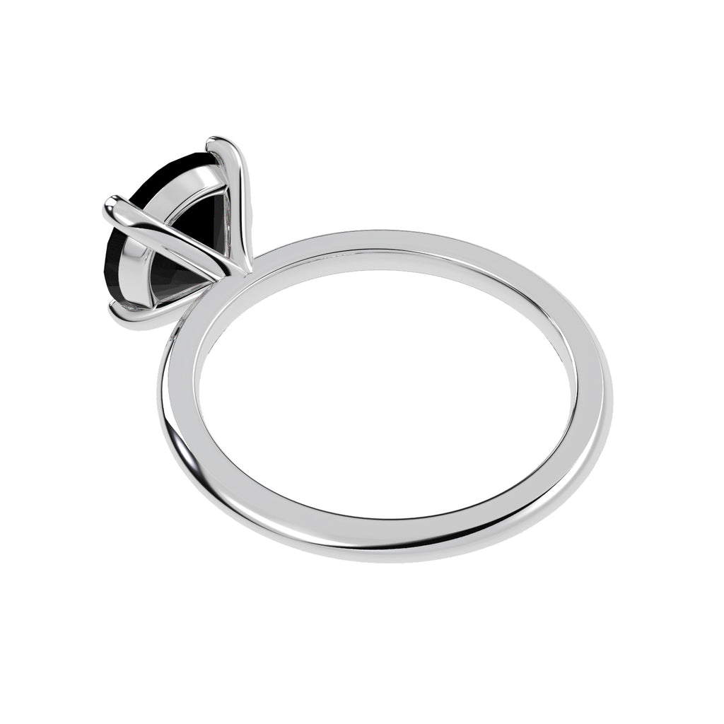 Black Diamond Solitaire Engagement Ring 14K White Gold (3.00ct)