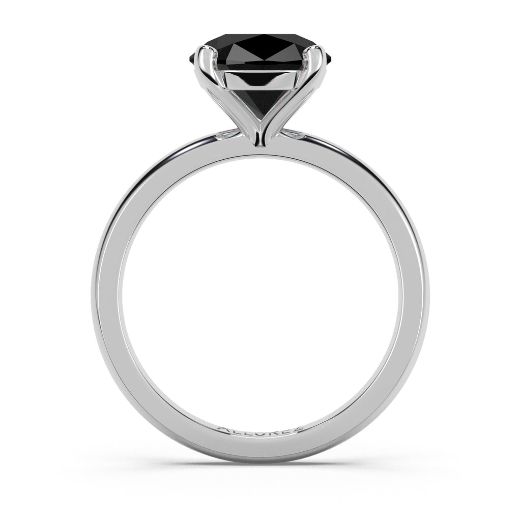 Black Diamond Solitaire Engagement Ring 14K White Gold (3.00ct)