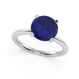Blue Sapphire Solitaire Engagement Ring 14K White Gold (3.50ct)