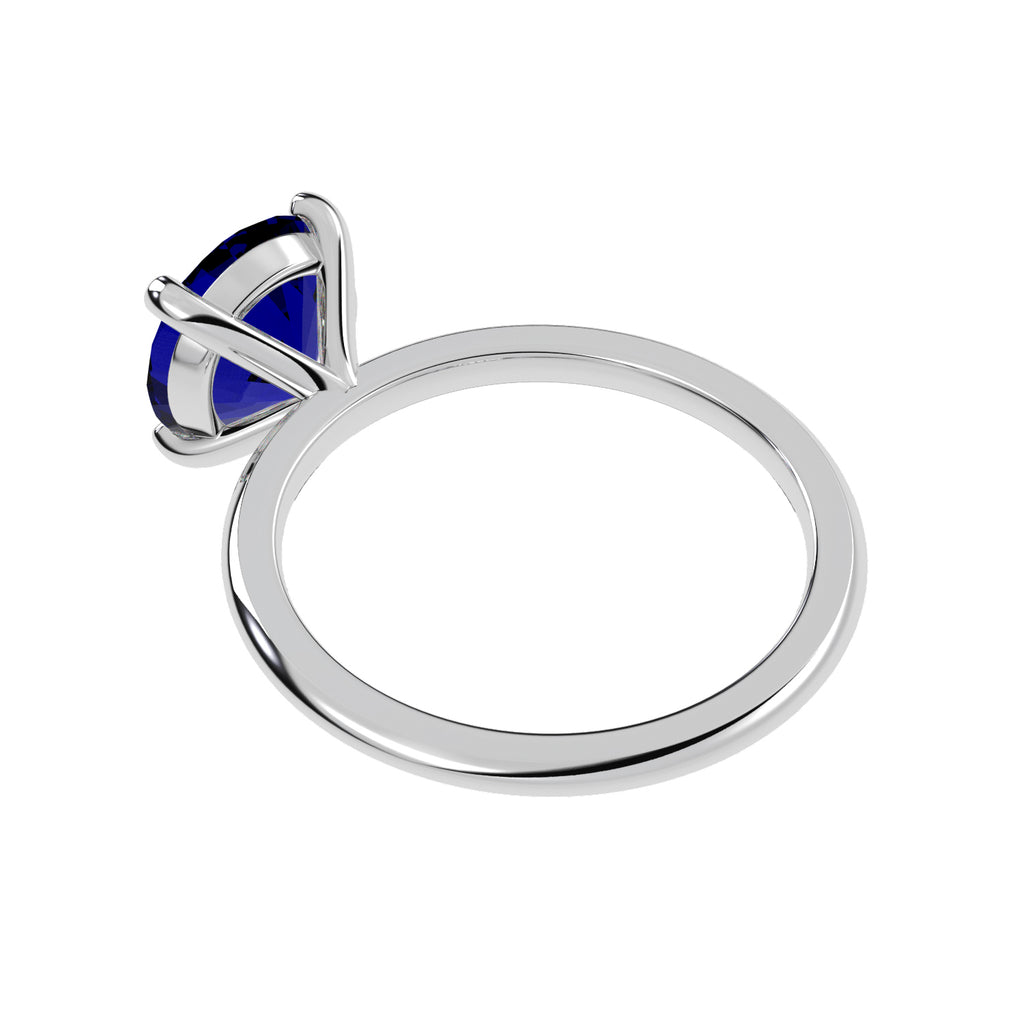 Blue Sapphire Solitaire Engagement Ring 14K White Gold (3.50ct)