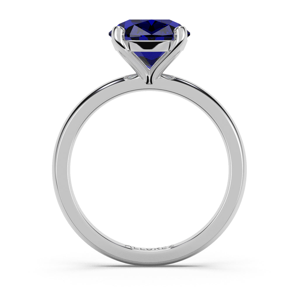 Blue Sapphire Solitaire Engagement Ring 14K White Gold (3.50ct)