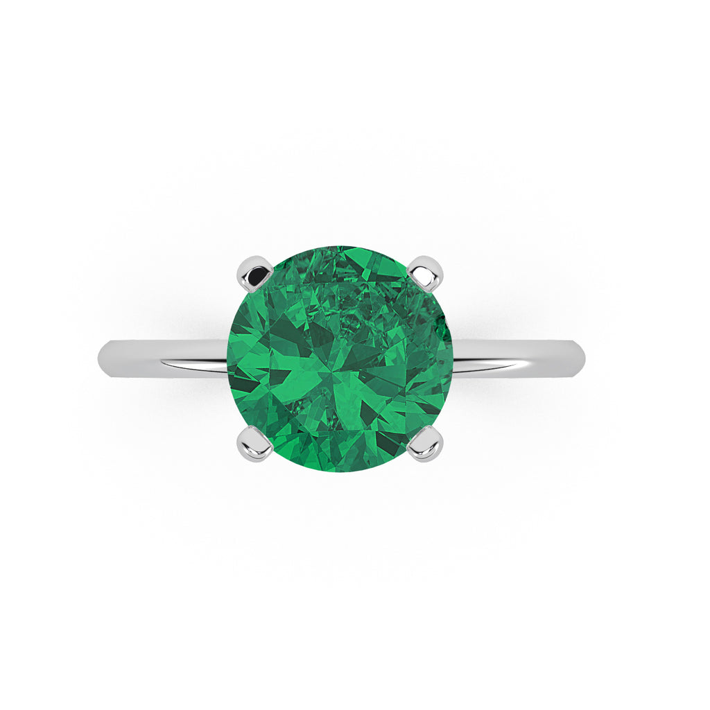 Lab Emerald Solitaire Engagement Ring 14K White Gold (3.00ct)