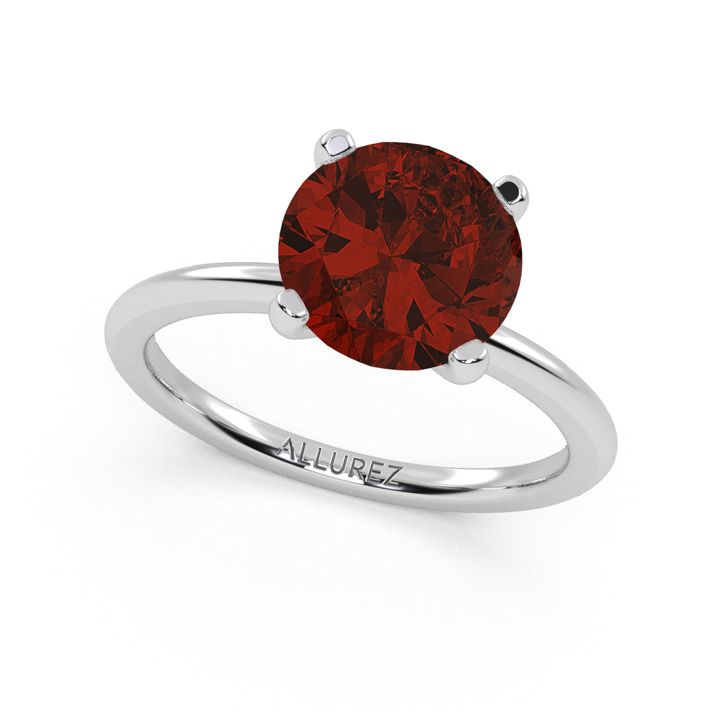 Lab Ruby Solitaire Engagement Ring 14K White Gold (3.50ct)
