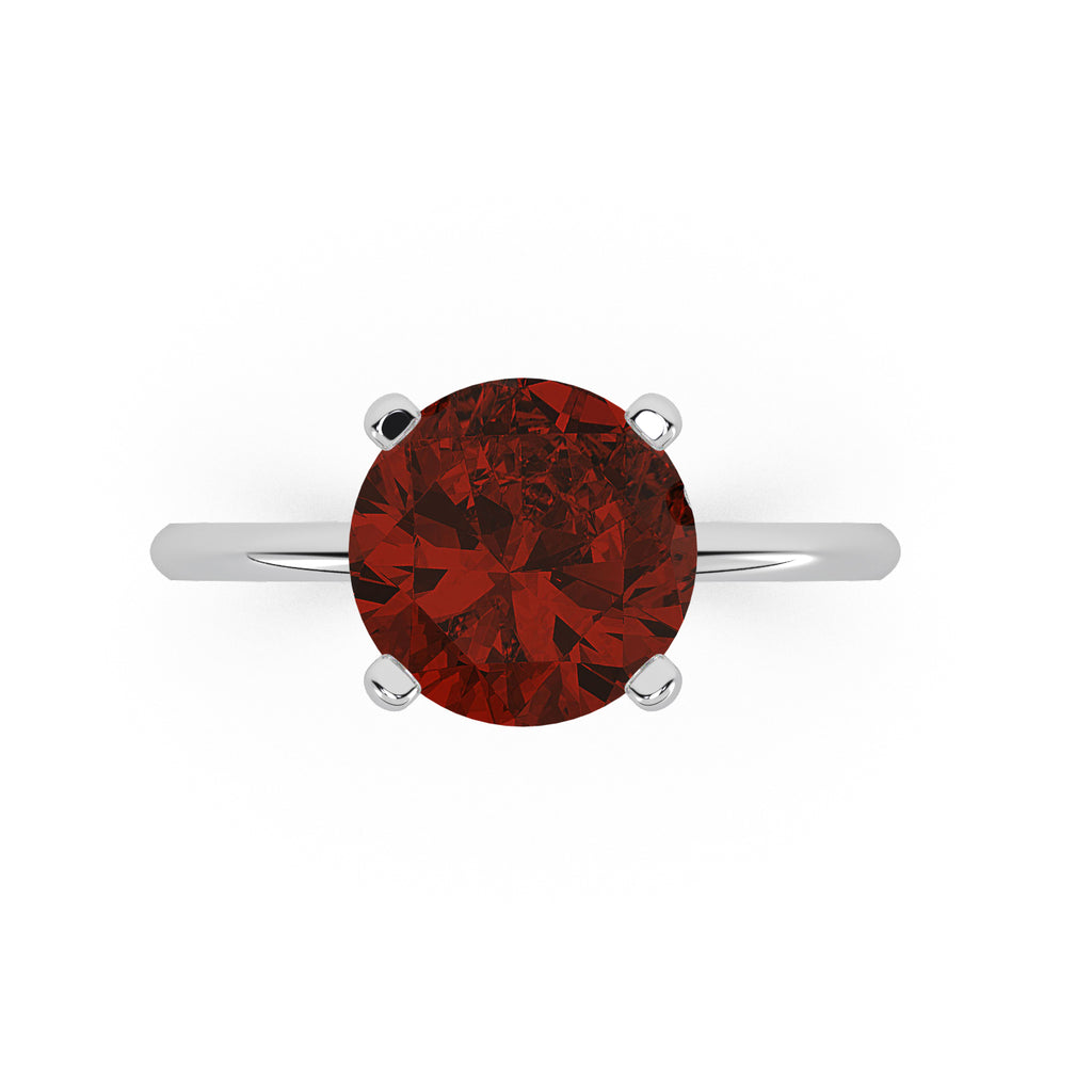 Lab Ruby Solitaire Engagement Ring 14K White Gold (3.50ct)