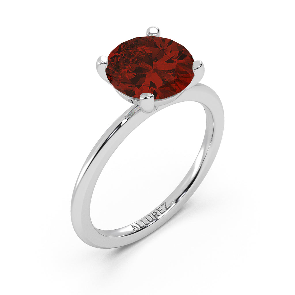 Lab Ruby Solitaire Engagement Ring 14K White Gold (3.50ct)