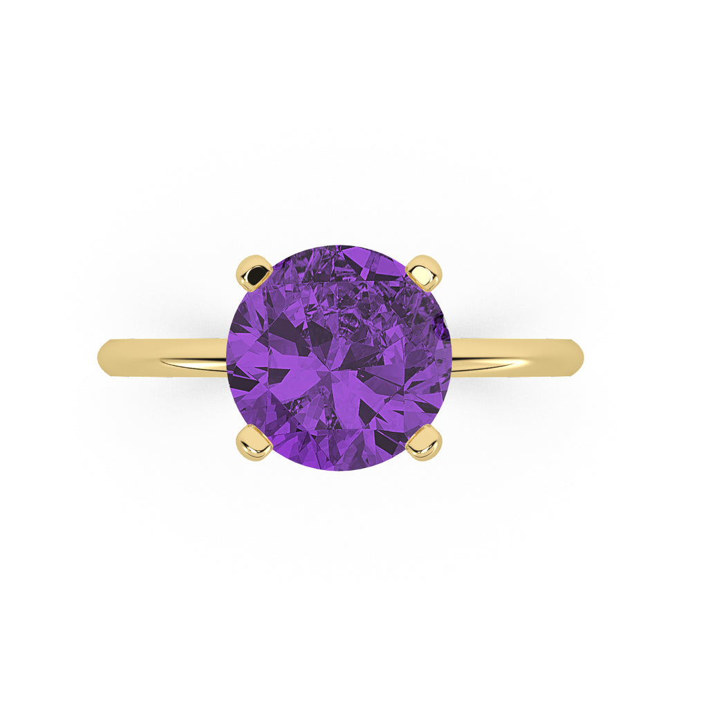 Amethyst Solitaire Engagement Ring 14K Yellow Gold (2.75ct)