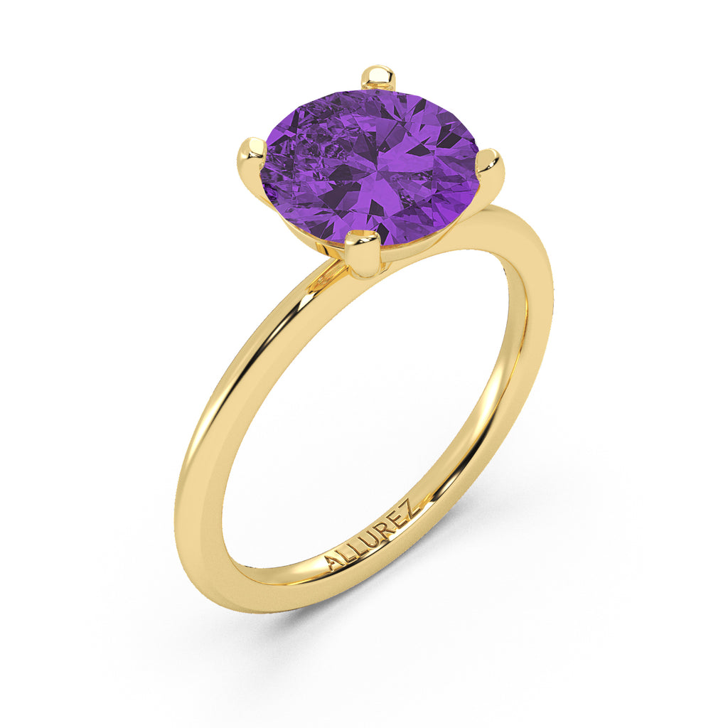Amethyst Solitaire Engagement Ring 14K Yellow Gold (2.75ct)