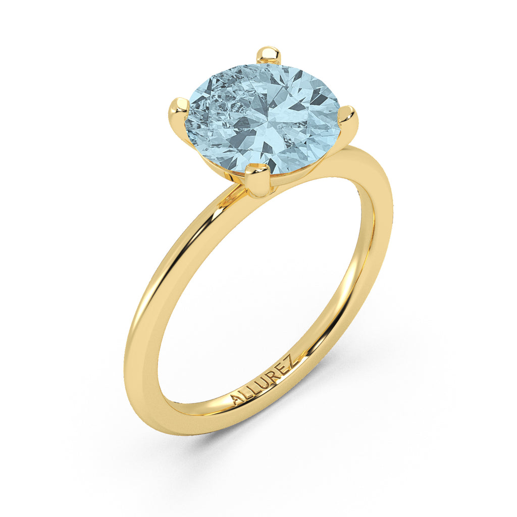 Aquamarine Solitaire Engagement Ring 14K Yellow Gold (2.75ct)