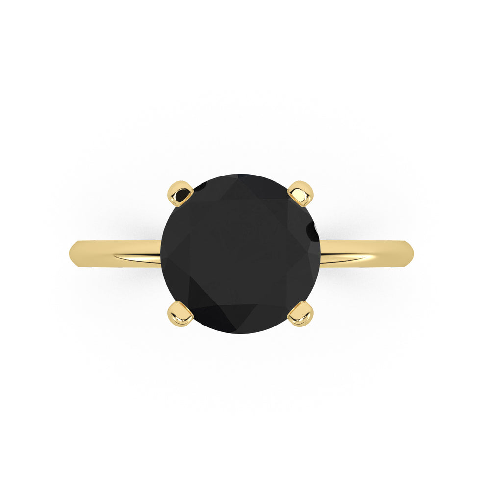 Black Diamond Solitaire Engagement Ring 14K Yellow Gold (3.00ct)