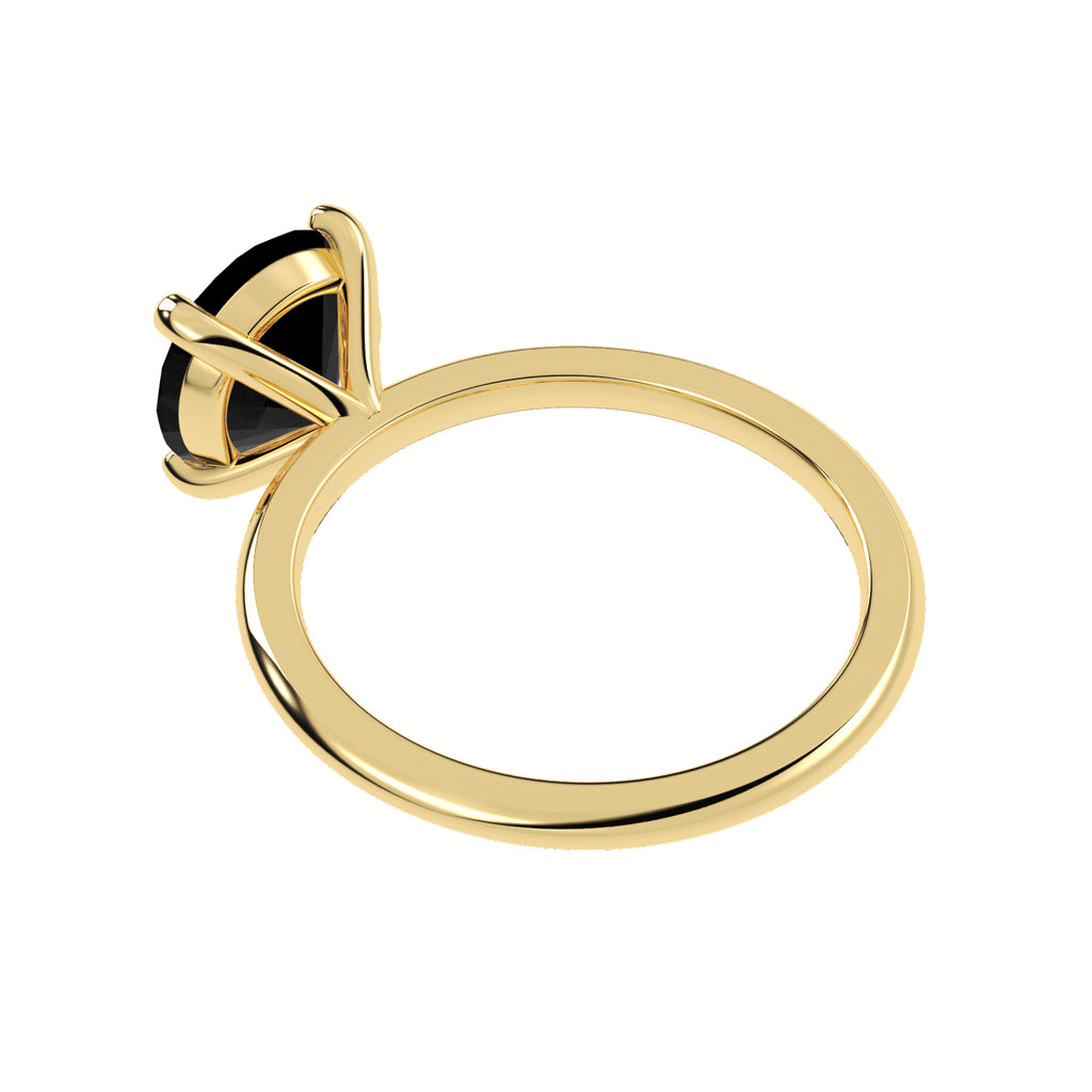 Black Diamond Solitaire Engagement Ring 14K Yellow Gold (3.00ct)