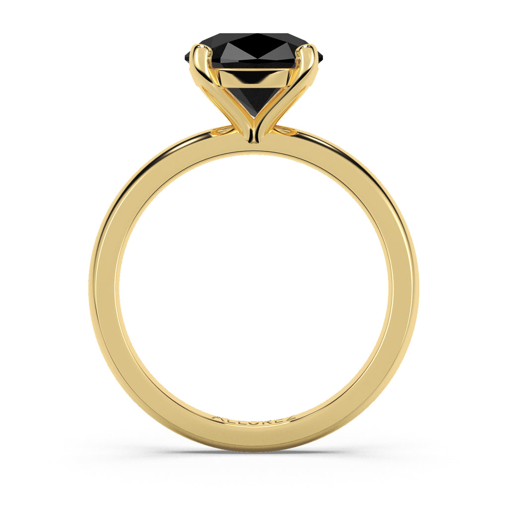 Black Diamond Solitaire Engagement Ring 14K Yellow Gold (3.00ct)