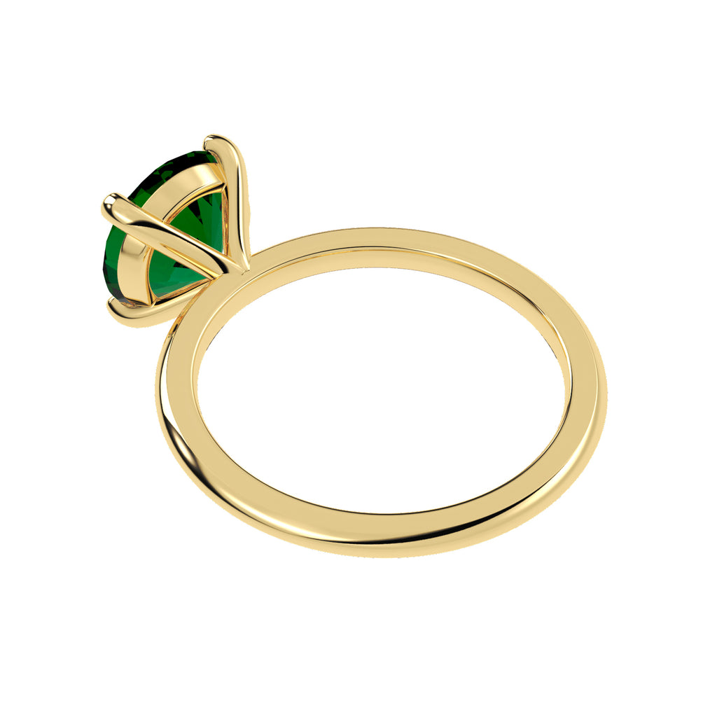 Lab Emerald Solitaire Engagement Ring 14K Yellow Gold (3.00ct)