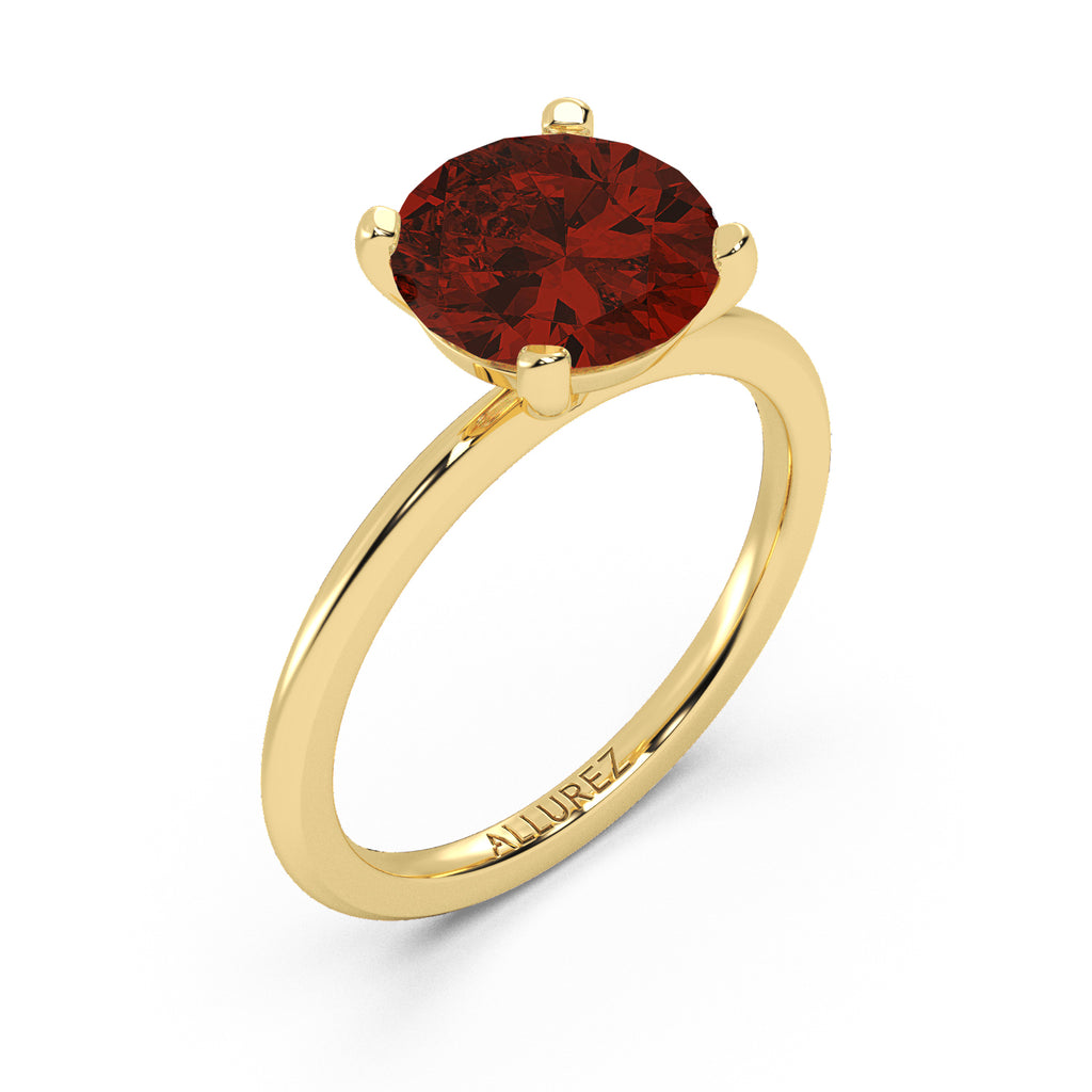 Lab Ruby Solitaire Engagement Ring 14K Yellow Gold (3.50ct)