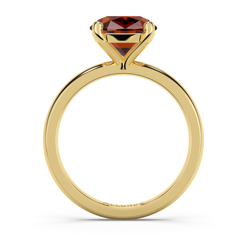 Lab Ruby Solitaire Engagement Ring 14K Yellow Gold (3.50ct)