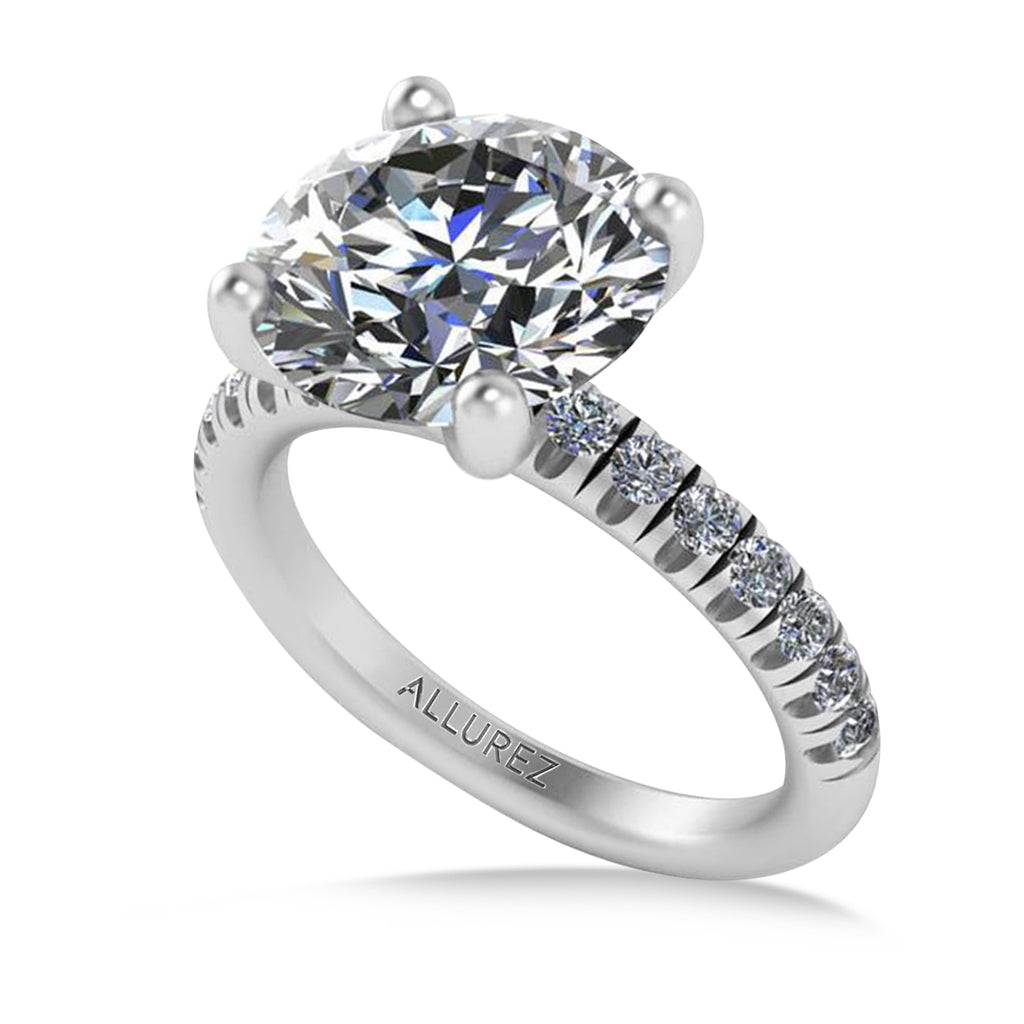 Round Lab Grown Diamond Solitaire Ring Bridal Set 14K White Gold (4.37ct)