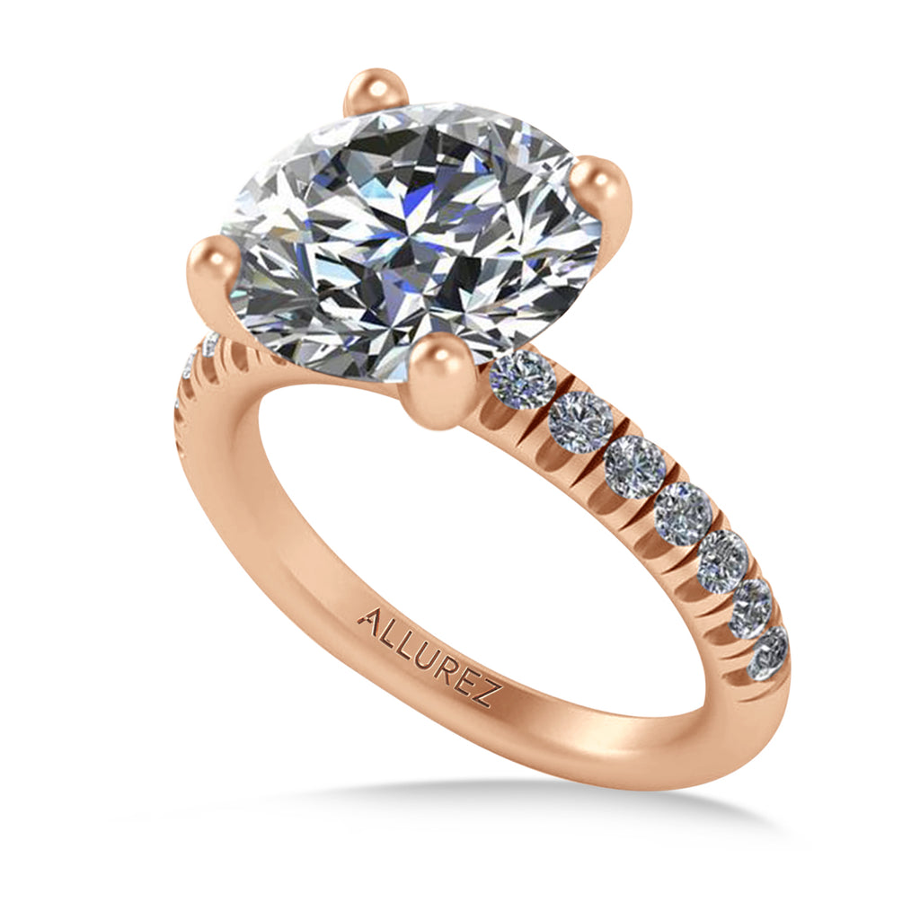 Round Moissanite Diamond Solitaire Ring Bridal Set 14K Rose Gold (4.37ct)