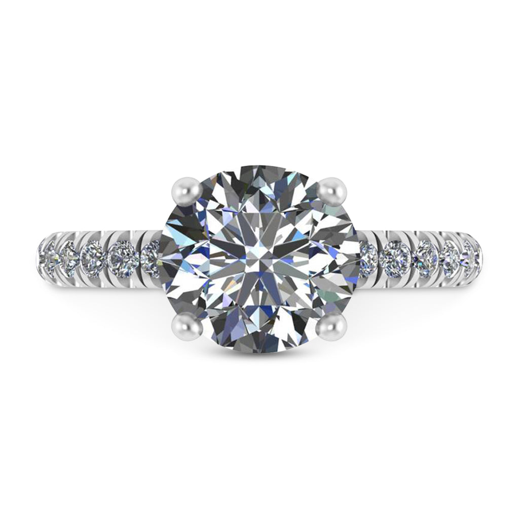 Round Lab Diamond Solitaire Engagement Ring 14K White Gold (3.92ct)