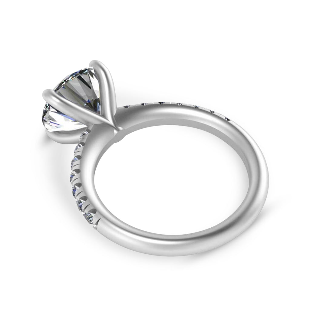Round Moissanite Diamond Solitaire Engagement Ring 14K White Gold (3.92ct)