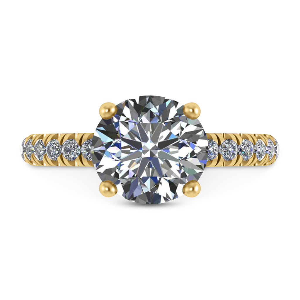 Round Moissanite Diamond Solitaire Engagement Ring 14K Yellow Gold (3.92ct)