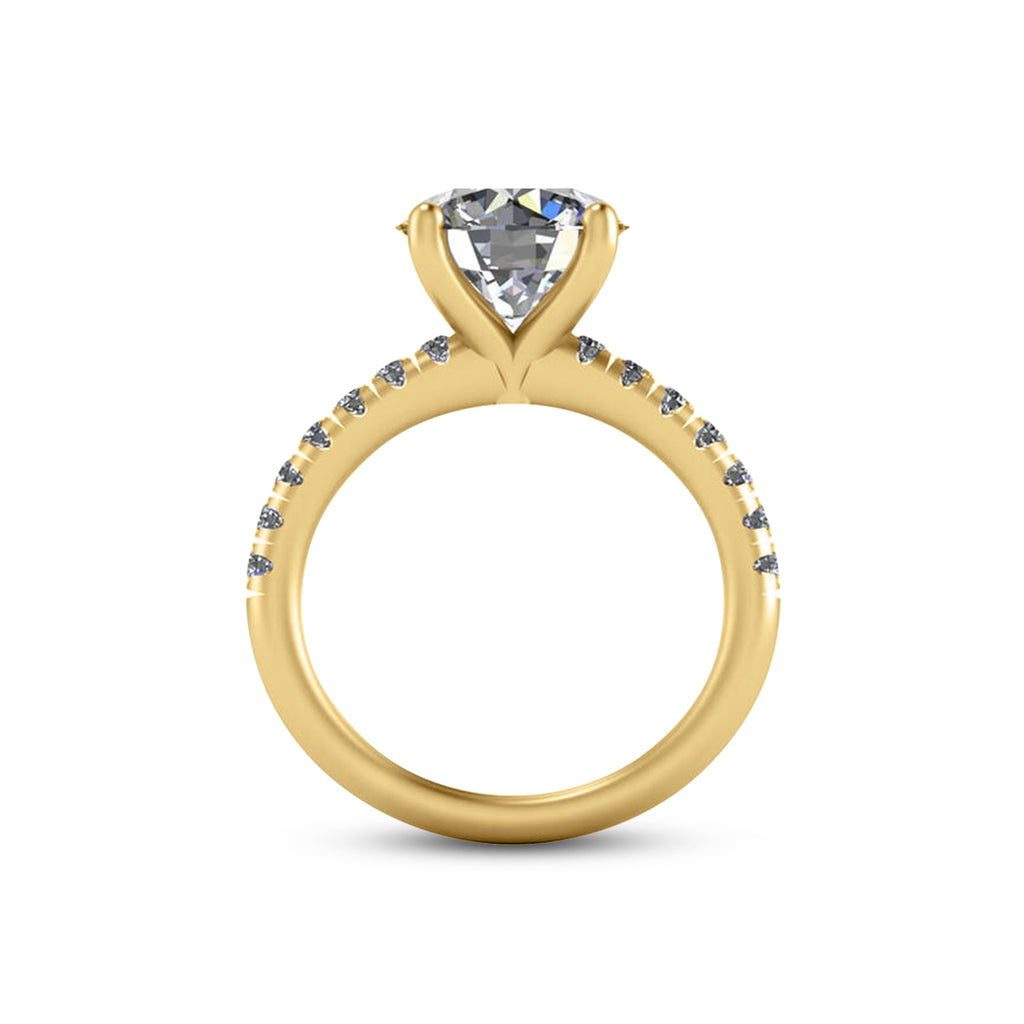 Round Moissanite Diamond Solitaire Engagement Ring 14K Yellow Gold (3.92ct)