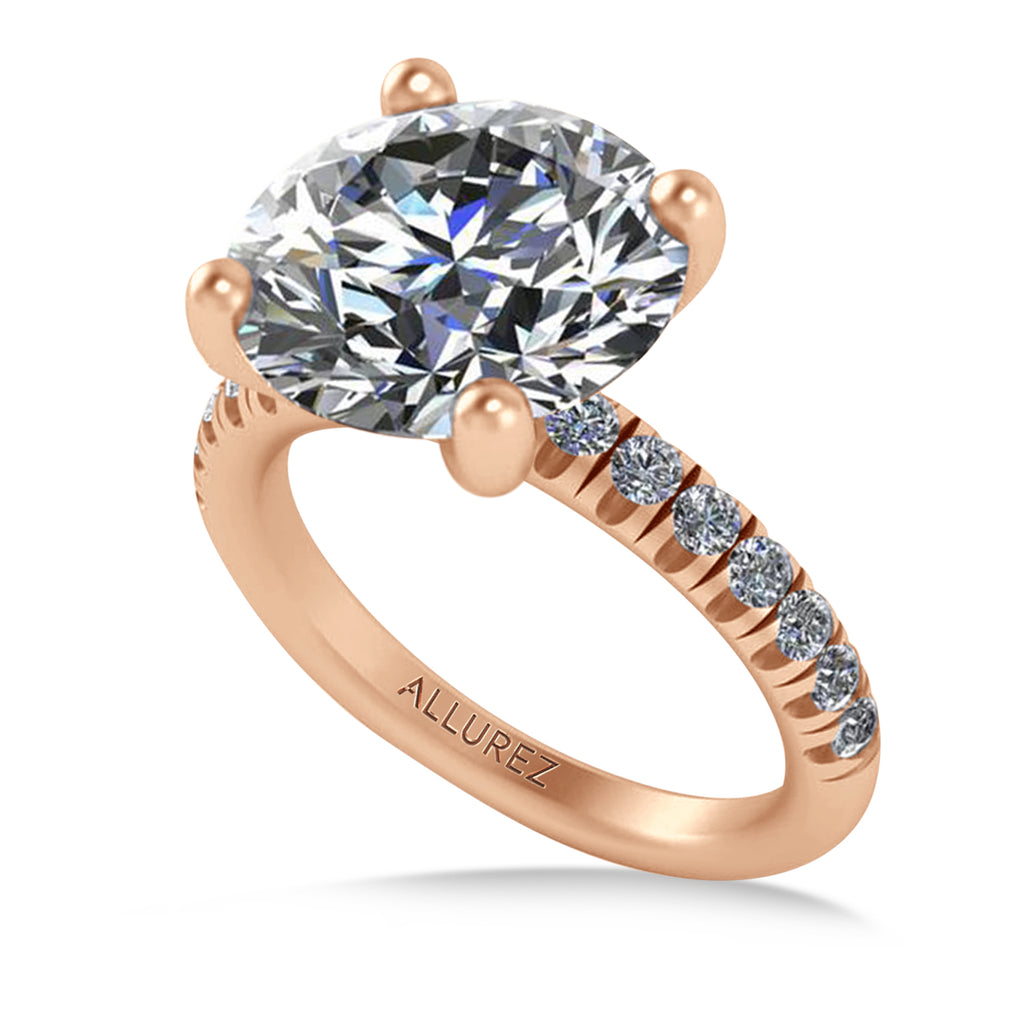 Round Moissanite Diamond Solitaire Ring Bridal Set 14K Rose Gold (4.87ct)